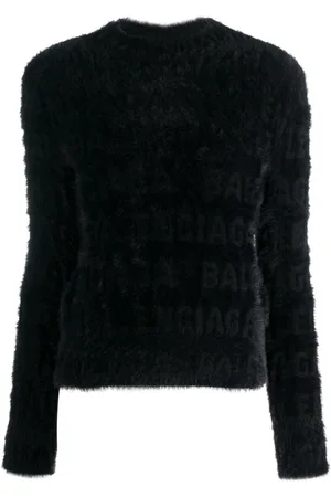 Balenciaga Logo-knit fuzzy jumper