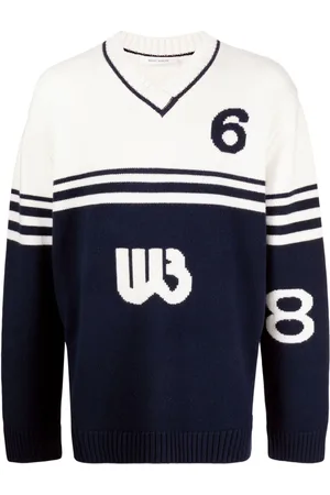 WALES BONNER Two-tone intarsia-knit jumper