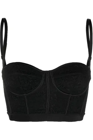 DEL CORE Lace-detailing bustier crop top