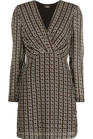 Liu Jo Chain-link print silk wrap minidress