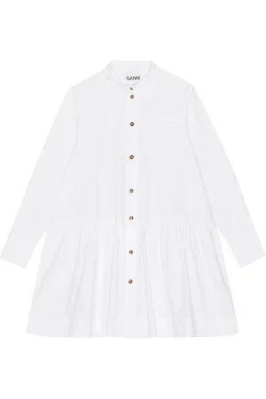 Ganni Pointed-collar organic cotton shirtdress