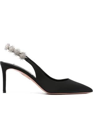 Aquazzura 90mm crystal-embellished slingback pumps
