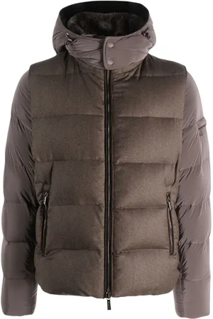 MOORER Detachable-hood puffer jacket