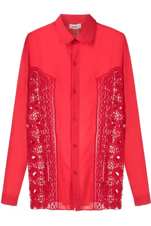 AMIR SLAMA Crochet-panel long-sleeved shirt