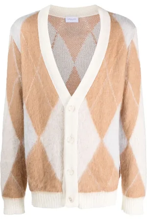 Family First Argyle-pattern crew-neck cardigan