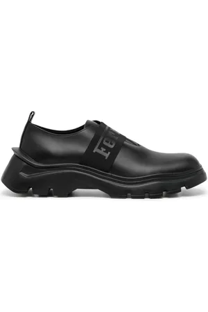 FERRARI Logo-strap leather sneakers