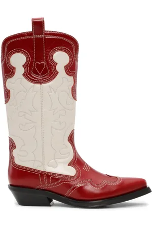 Ganni Stitched leather cowboy boots