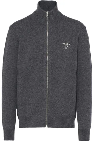 Prada Logo-embroidered zip-up sweatshirt