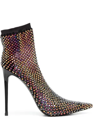 LE SILLA Gilda 125mm crystal-embellished boots