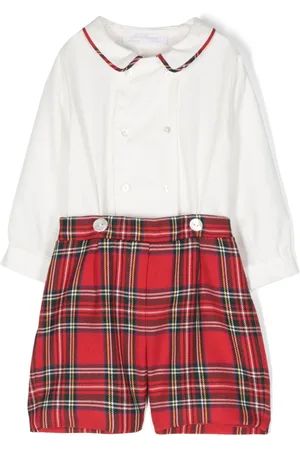 Mariella Ferrari Tartan-pattern cotton shorts set