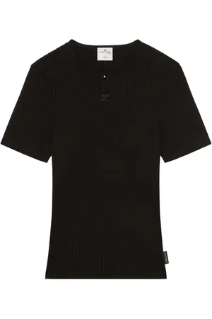 Courrèges Logo-embroidered ribbed jersey T-shirt