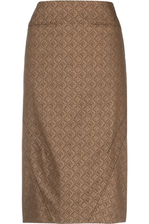 Marine Serre Regenerated Moon Diamant jacquard midi skirt