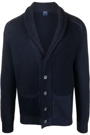 FEDELI Shawl-collar ribbed cardigan