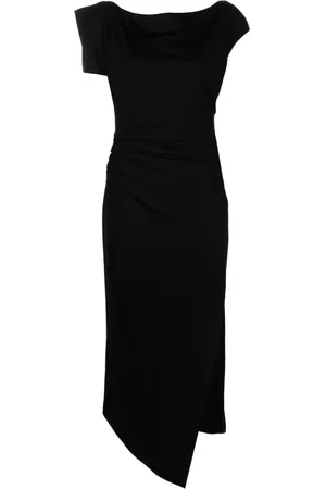 DEL CORE Asymmetric ruched midi dress