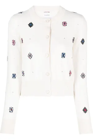 Barrie Intarsia-knit round-neck cardigan