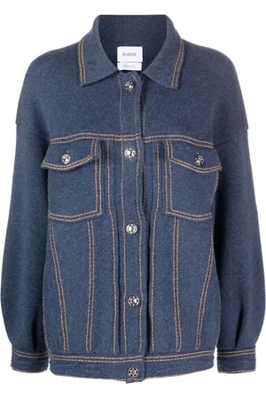 Barrie Contrast-stitching denim-effect jacket