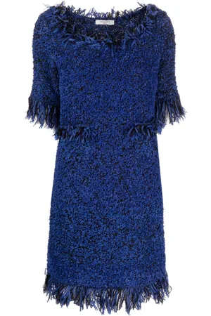 CHARLOTT Fringe-trim three-quarter sleeve dress