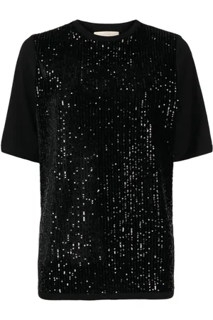 Elie saab Sequin-embellished velvet T-shirt