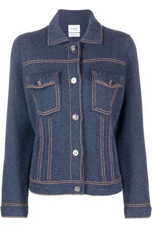 Barrie Contrast-stitching denim-effect jacket