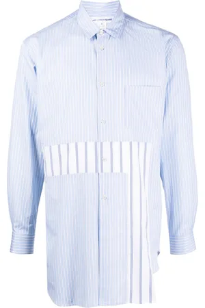 Comme des Garçons Asymmetric striped panelled cotton shirt