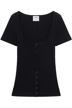 Courrèges Logo-plaque ribbed T-shirt