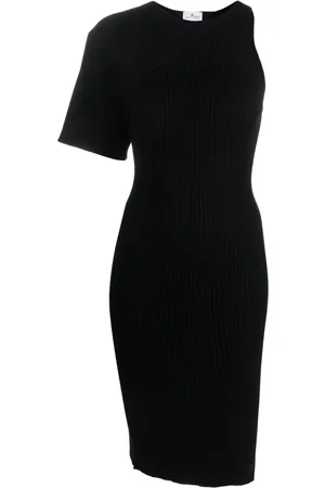 Courrèges Asymmetric ribbed-knit midi dress