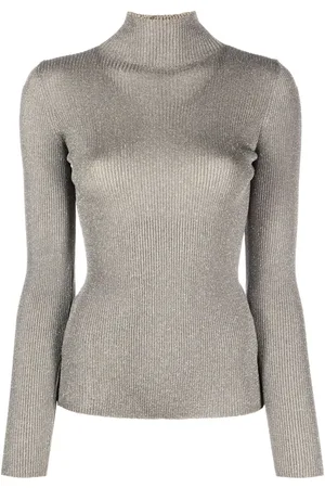 Twin-Set Metallic-threading ribbed jumper