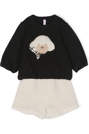 Il gufo Shearling cotton babygrow set