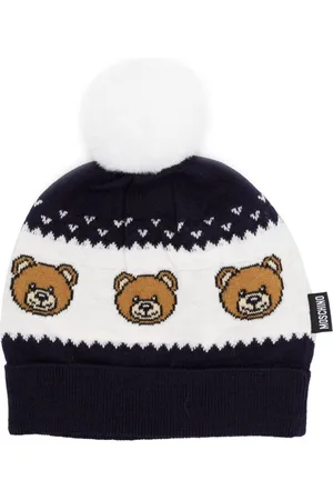 Moschino Leo Teddy striped ribbed beanie