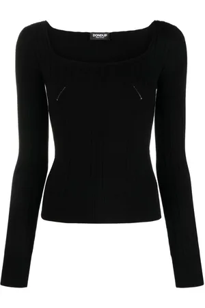 Dondup Panelled ribbed-knit long-sleeve top