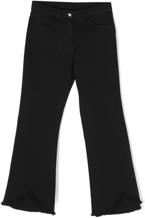 Twin-Set Asymmetric frayed flared jeans