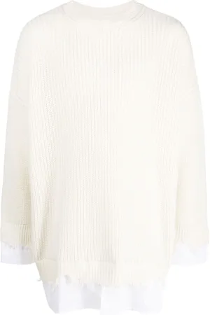 Maison Margiela Layered distressed crochet-knit jumper