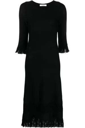 CHARLOTT Fringed-edge knitted wool dress