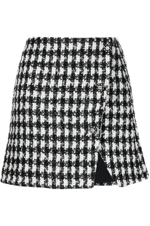 Self-Portrait Houndstooth bouclé skirt