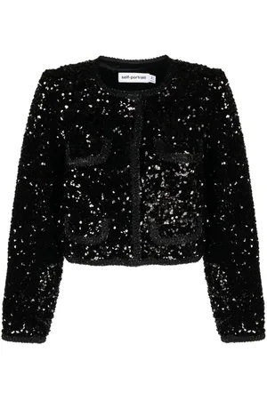 Self-Portrait Sequined cropped jacket