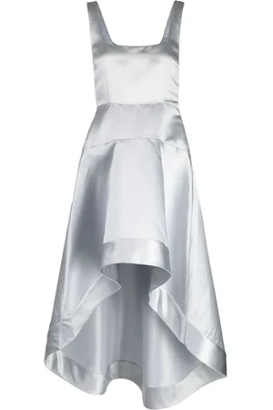 Cynthia Rowley Satin-finish high-low midi dress