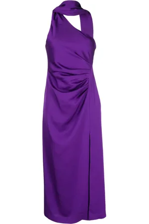 Misha Estra satin-finish scarf-detail dress
