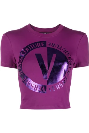 VERSACE Logo-print cropped T-shirt
