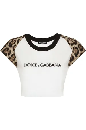 Dolce & Gabbana Leopard-print stretch-cotton cropped T-shirt