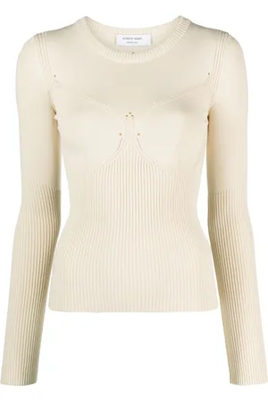Marine Serre Rib-knit long-sleeve top