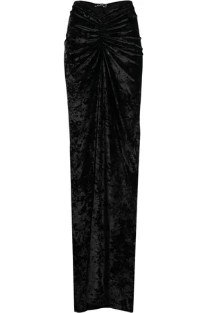 Atlein Velvet-finish ruched-detailing skirt