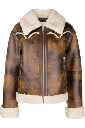 Stand Studio Faux-shearling trim zip-up jacket