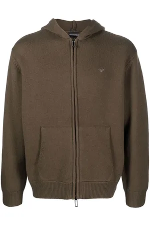 Emporio Armani Logo-embroidered virgin wool hoodie