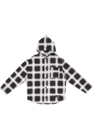 MARCELO BURLON Blurred Check long-sleeve hoodie