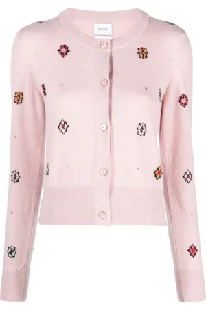 Barrie Intarsia-knit round-neck cardigan