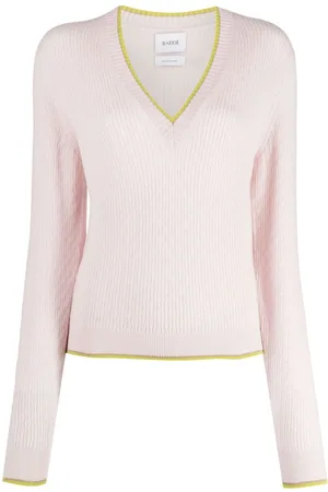 Barrie V-neck cable-knit jumper
