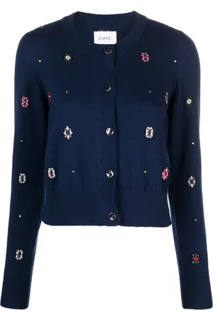 Barrie Intarsia-knit round-neck cardigan