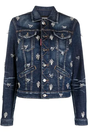 Dsquared2 Crystal-embellished cropped denim jacket