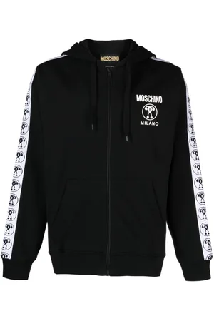 Moschino Logo-tape zip-up cotton hoodie