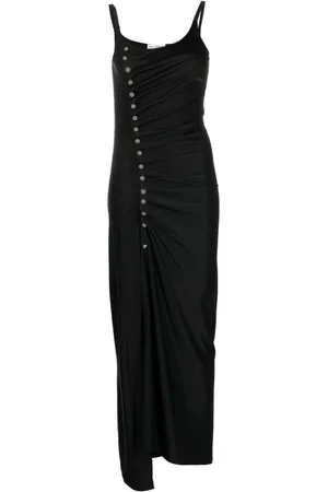 Paco rabanne Asymmetric satin maxi dress